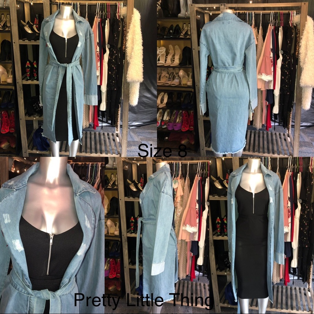 Light Wash Longline Denim Trench Coat